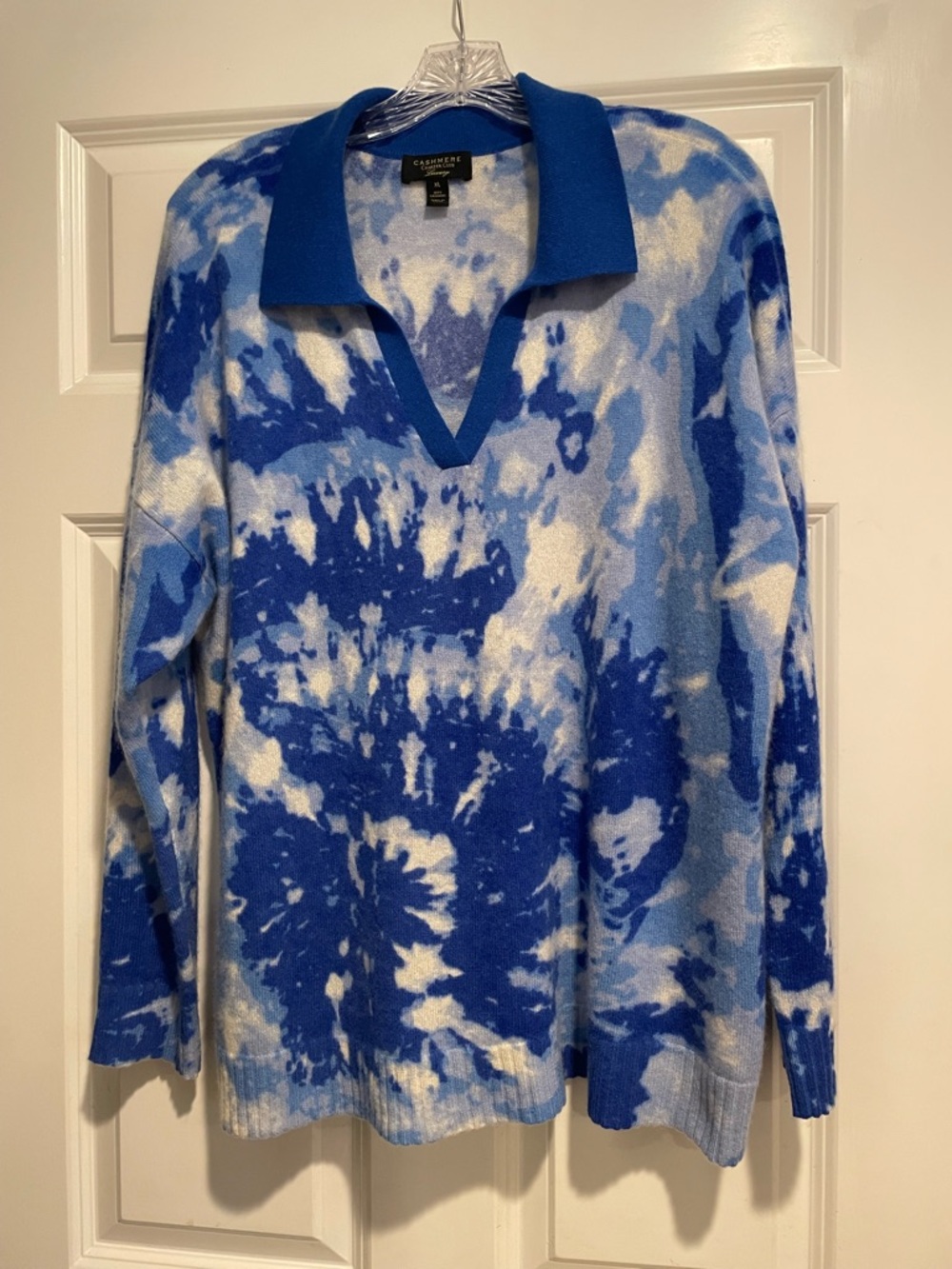 Charter Club Blue Tie-Dye Cashmere Sweater XL